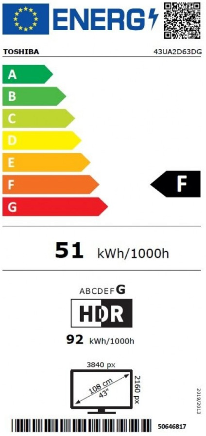 Toshiba Smart Τηλεόραση 43 4K UHD LED 43UA2D63DG HDR 2021 Skroutz gr