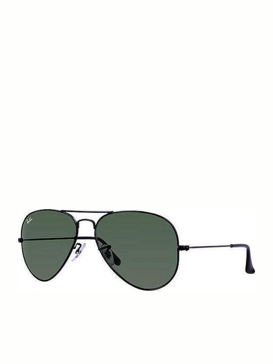 Ray Ban Aviator Sunglasses with Black Metal Frame and Green Lens RB3025 L2823