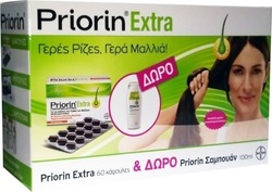 Bayer Priorin Extra 60 κάψουλες + Σαμπουάν Priorin για Κανονικά/ Ξηρά Μαλλιά 100ml
