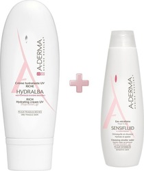 A-Derma Set Hydralba Κρέμα UV & Sensifluid Υγρό Καθαρισμού
