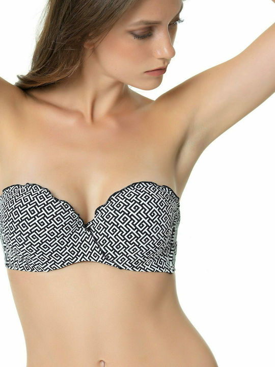 Erka Mare Strapless Bikini Top Black White Skroutz Gr