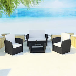 Living Room Set 4 Pieces Black with Pillows