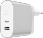 Belkin USB / USB-C Wall Adapter Γκρι (F7U061dq)