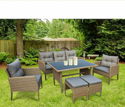 Dining Set with Pillows 6 Pieces Natural E6755,1