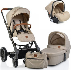 Cangaroo Icon 3 in 1 Adjustable 3 in 1 Baby Stroller Suitable for Newborn Beige