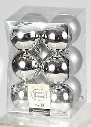 Set 12 Globuri Plastice Argintii 6cm