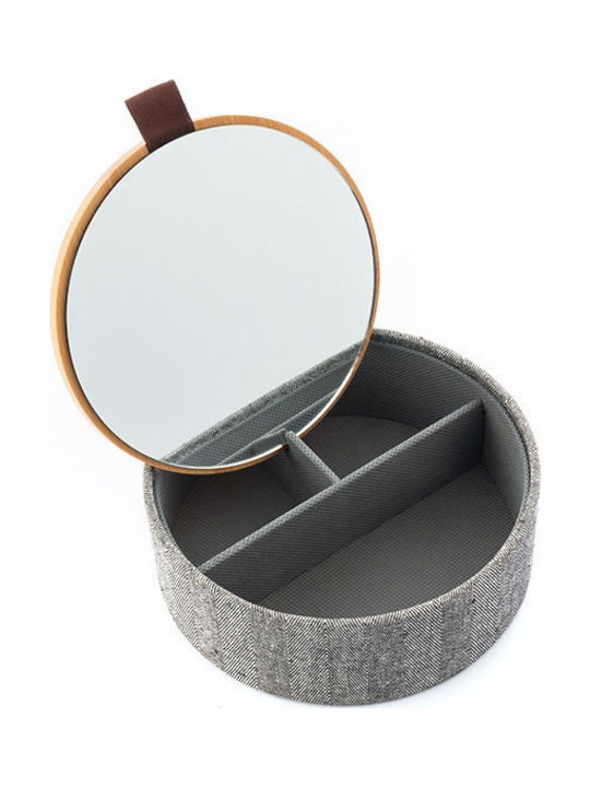 InnovaGoods Mibox Bamboo Jewellery Box Fabric Black 15.5x6x15.5cm