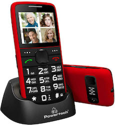 Powertech Sentry Eco Две SIM карти Мобилен телефон с Големи Бутони (Гръцко меню) Червен