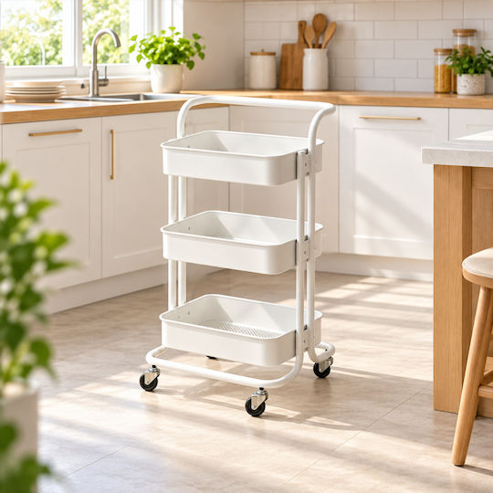 Vesta Home Lebensmittelregal Metallisch 3 Ebenen Weiß