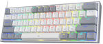 Redragon K617 FIZZ Геймърска Mechanical Keyboard 60% с Червено по поръчка превключватели и RGB подсветка (Английска US) Бяло/сиво