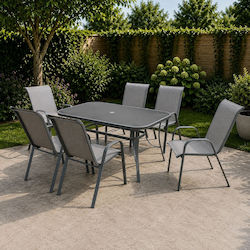 Garten- und Outdoor-Möbelsets Typsatz Speisesaal 7 Stück Anthrazit