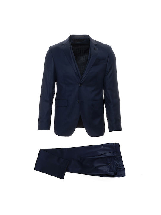 Karl Lagerfeld Ανδρικό Κοστούμι Με Γιλέκο Navy Μπλε