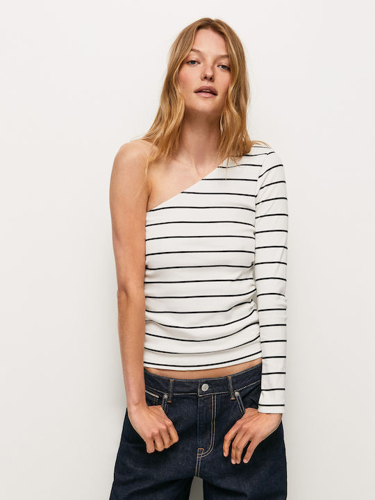 Pepe Jeans Paine Women's Blouse With One Shoulder Striped Dulwich