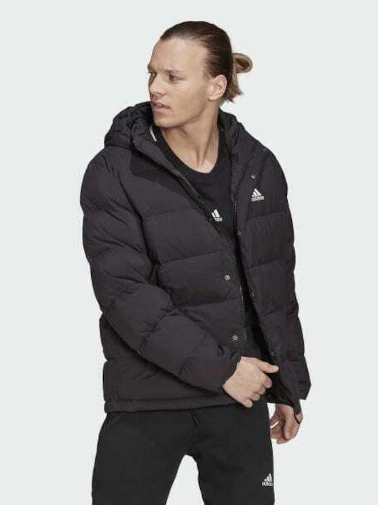 Adidas Helionic Hooded Down Men's Winter Puffer Jacket Black