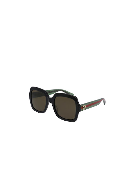 Gucci Дамски Слънчеви очила с Черно Пластмасов Рамка и Кафяв Леща GG0036SN 002