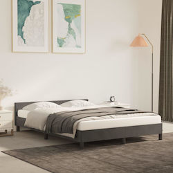 Bed Double for Mattress 140x190cm Dark grey