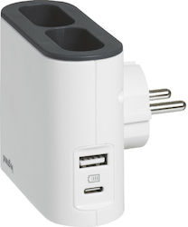 Legrand Ταφ 2 Θέσεων με 1 USB Λευκό