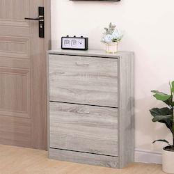 Ξύλινη με 2 Ράφια Γκρι 60x24x80cm E-0206