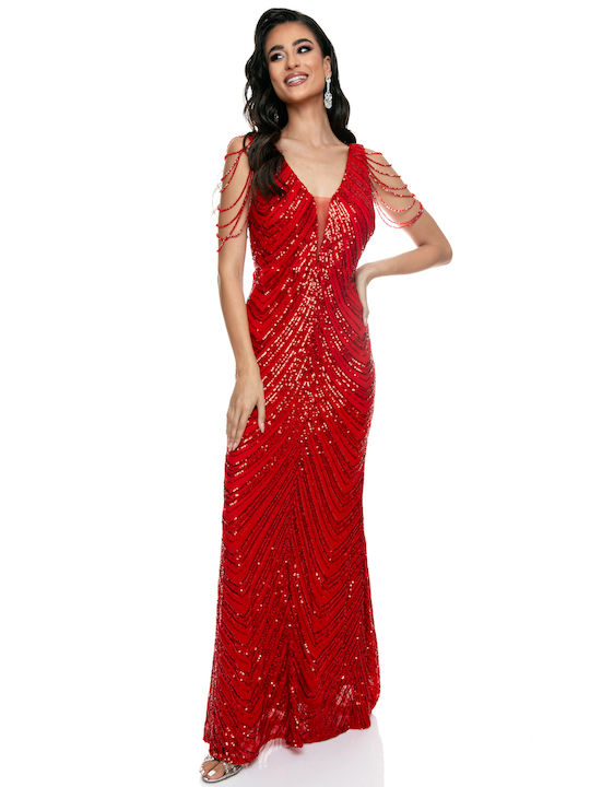 RichgirlBoudoir Summer Maxi Evening Dress Wrap Red