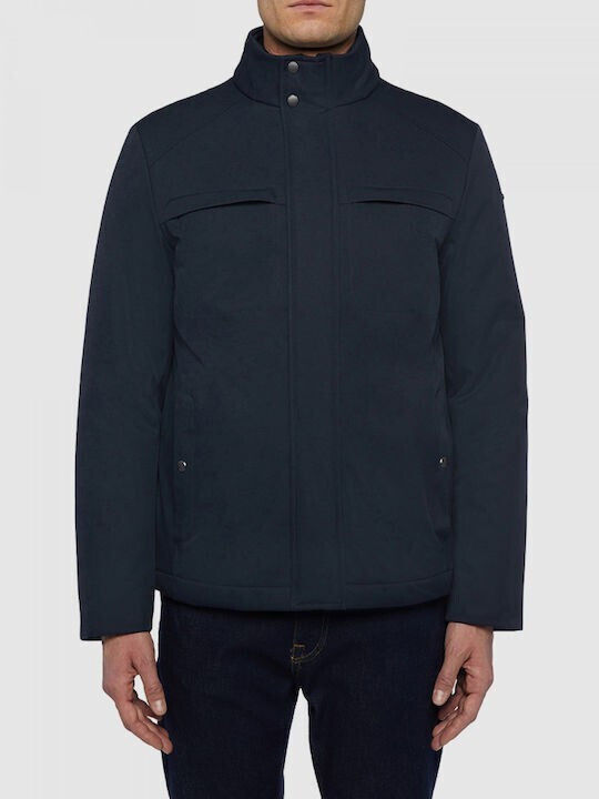 Geox Men's Winter Jacket Windproof Navy Blue