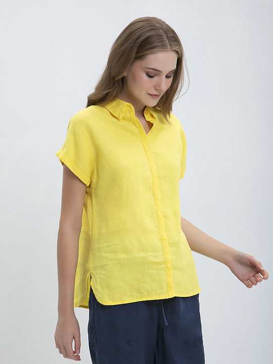 Clarina Men's Shirt with Long Sleeves Yellow