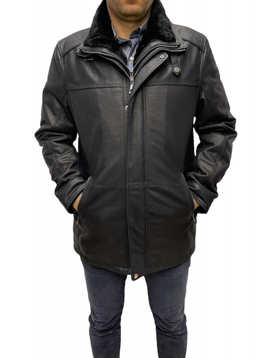 MARKOS LEATHER Men's Winter Leather Jacket Black