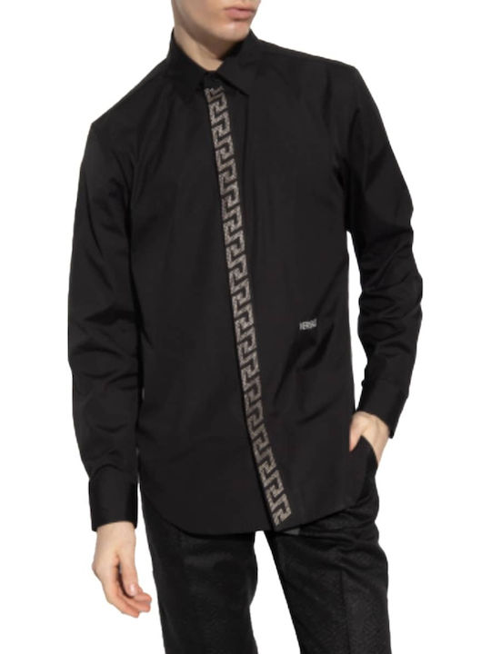 Versace Men's Shirt Long-sleeved Cotton Black.
