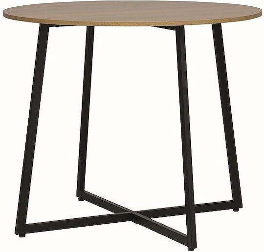 Luna Round Dining Room Table Oak/Black 90x90x76cm