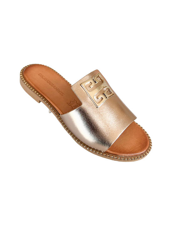 Gkavogiannis Sandals Handmade Leather Women's Sandals Rose Gold