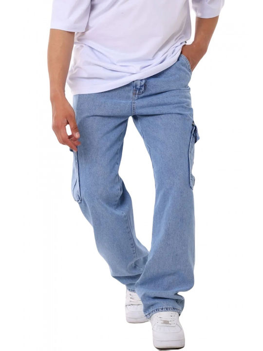 Life Style Butiken Men's Jeans Pants in Baggy Line Blue