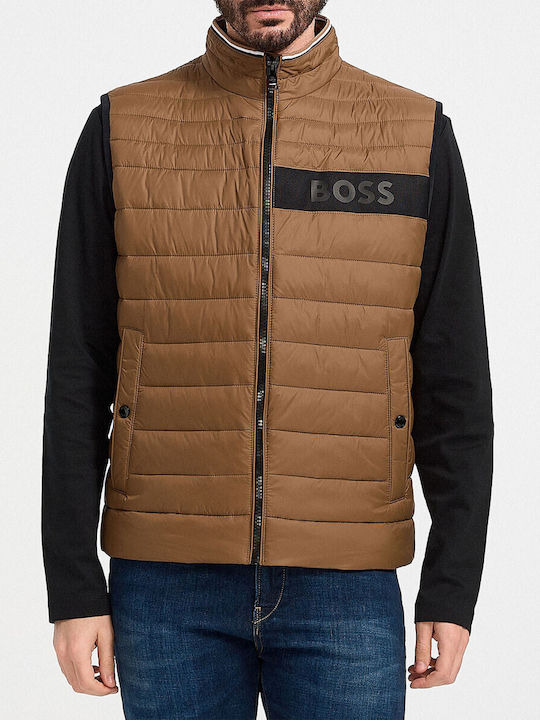 Hugo Boss Men's Winter Sleeveless Puffer Jacket Waterproof Brown