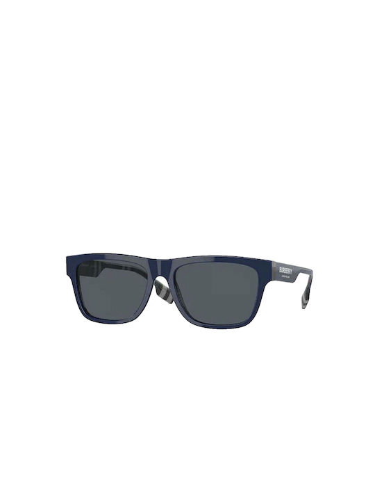 Burberry Men's Sunglasses with Navy Blue Plastic Frame and Gray Lens B4293-F
