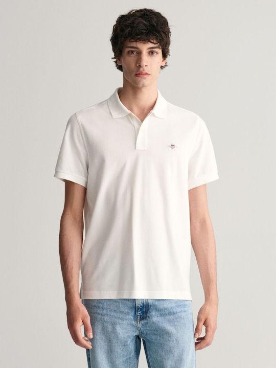 Gant Bluza pentru bărbați cu mâneci scurte Polo White