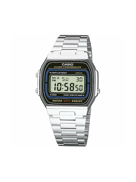 Casio Digital Ceas Cronograf Baterie cu Argint Brățară metalică