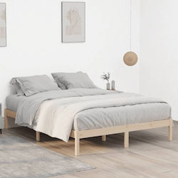 Vidaxl Σκελετός Κρεβ Χωρίς Στρώμα 193x203cm Μασίφ Ξύλο Πεύκου 1 Τεμ Διπλό Καφέ