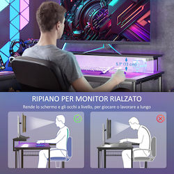 Γωνιακό Γραφείο Gaming με LED & USB θύρες 110x80x73.5εκ. Μαύρο