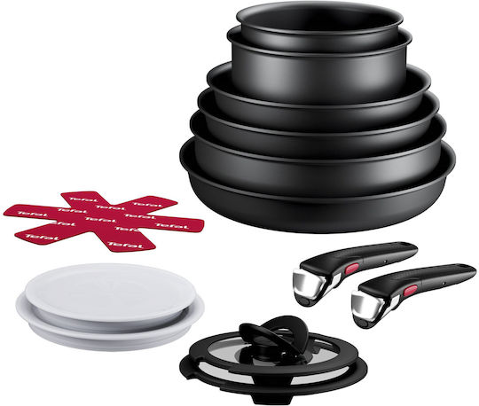 Tefal Ingenio Eco Resist Σετ Μαγειρικά Σκεύη από Αλουμίνιο Black 13τμχ