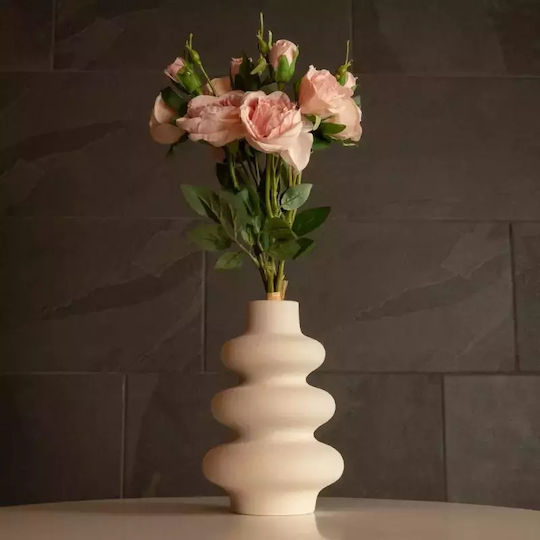 GloboStar Βάζο Κεραμικό Artificial Garden Thailand Μπεζ Φ14xΥ21cm