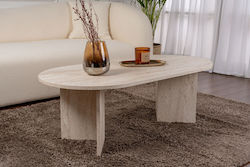 Οβάλ Κεντρικό Τραπεζάκι Sable Ξύλινο Travertine Beige Μ119xΠ60xΥ39.8εκ.