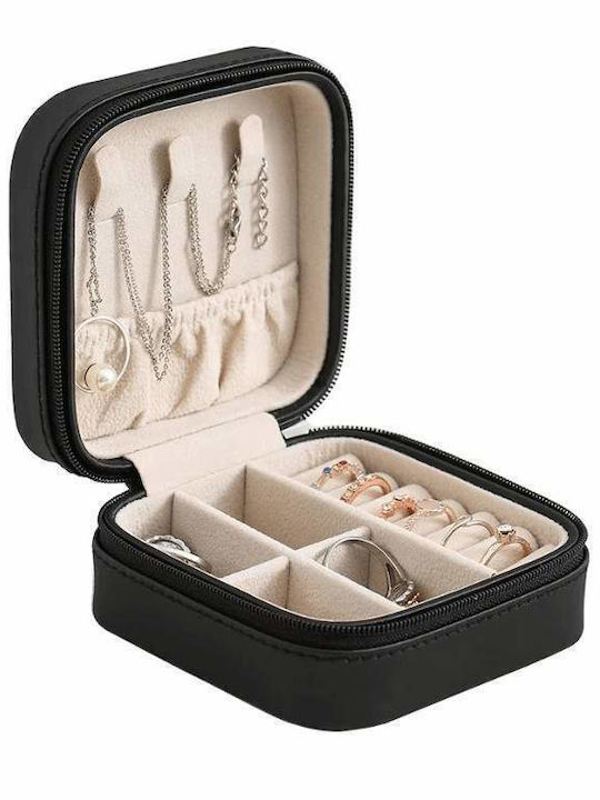 Travel Jewellery Box Black 10x10x5cm