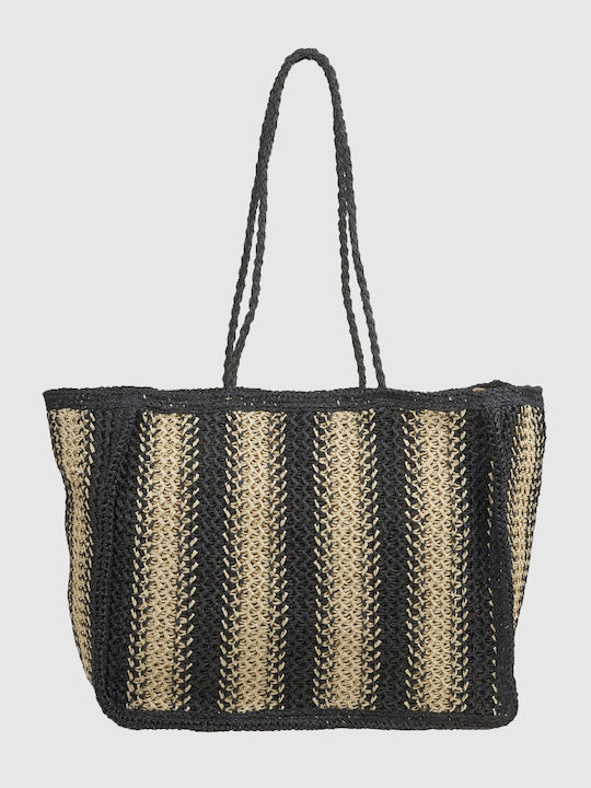 Verde Wicker Beach Bag Black