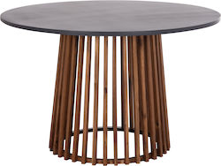 Στρογγυλό Τραπεζαρίας Ακακία, Cement Top 120x120x77εκ.