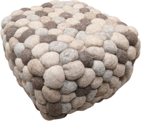 Pouf Σκαμπο Πουφ Jgs S.a Natural Felt Pebbles Balls Stool-017 45x45x30cm