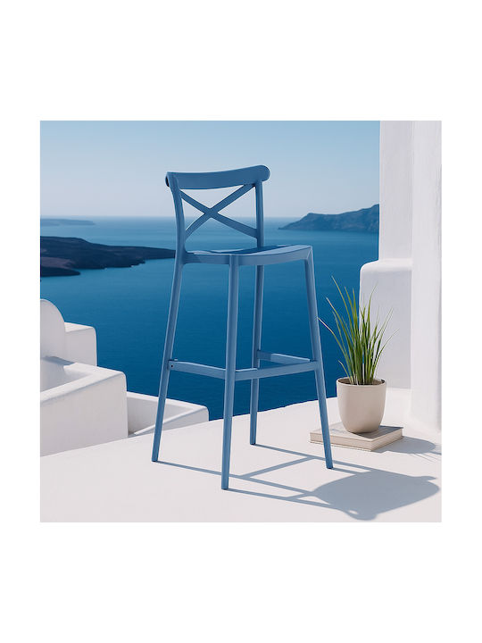 Σκαμπό Μπαρ από Πολυπροπυλένιο Elly Μπλέ 49x47x100cm