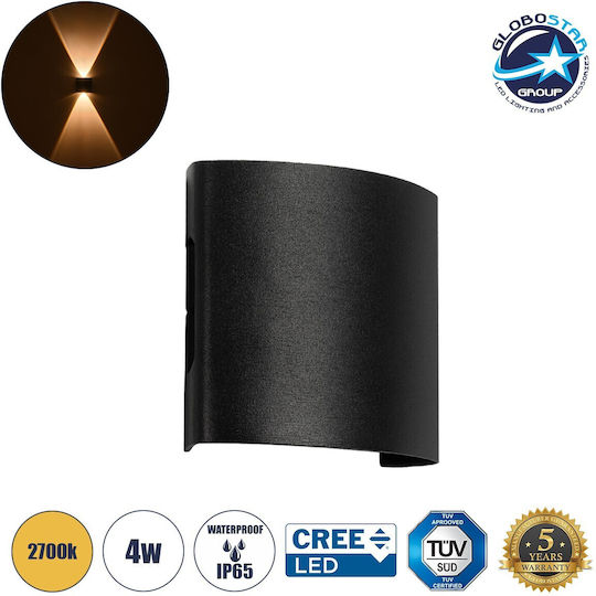 GloboStar Sixoad Στεγανό Επιτοίχιο Εξωτερικό Φωτιστικό LED 4W 2700K 8.5x3.5x8εκ.