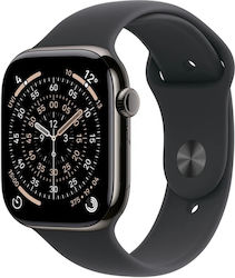 Apple Watch Series 11 Cellular 46mm Schiefer Titan Gehäuse mit Schwarzem Sportarmband