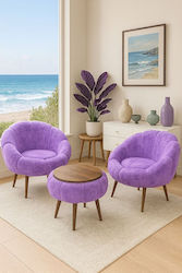 Set of 2 Modern Living Room Armchairs Wooden Legs Purple 75x75x42 Cm