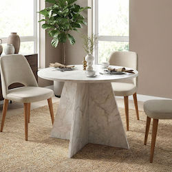 Tailor Round Dining Room Table White Marble Effect