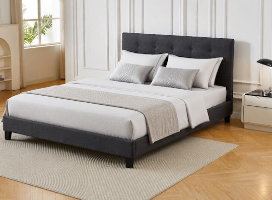 Afroditi Κρεβάτι Υπέρδιπλο για Στρώμα 160x200cm Σκούρο Γκρι