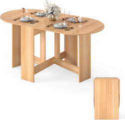 Foldable Table 163x80x75 Natural Wood